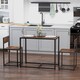 image 1 of HOMCOM Dining Table and Chairs Set 2, Dining Room Sets, Rectangular Space Saving Table and 2 Chairs for Compact Kitchens, Steel Frame, Natural