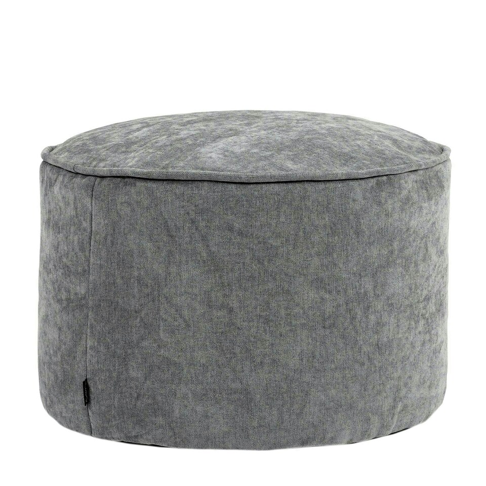 image 1 of icon Round Chenille Bean Bag Pouffe Grey Large Chenille Footstool | Grey | Grey | M