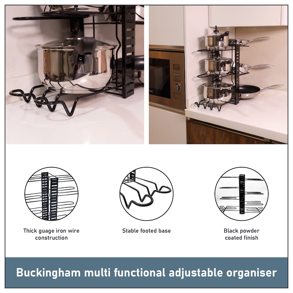 image 1 of Buckingham Multi-Function Pot & Pan Organising Rack - Black | Black
