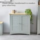 image 2 of VonHaus Shrewsbury Grey Bathroom Storage Cabinet with Wood Effect Top