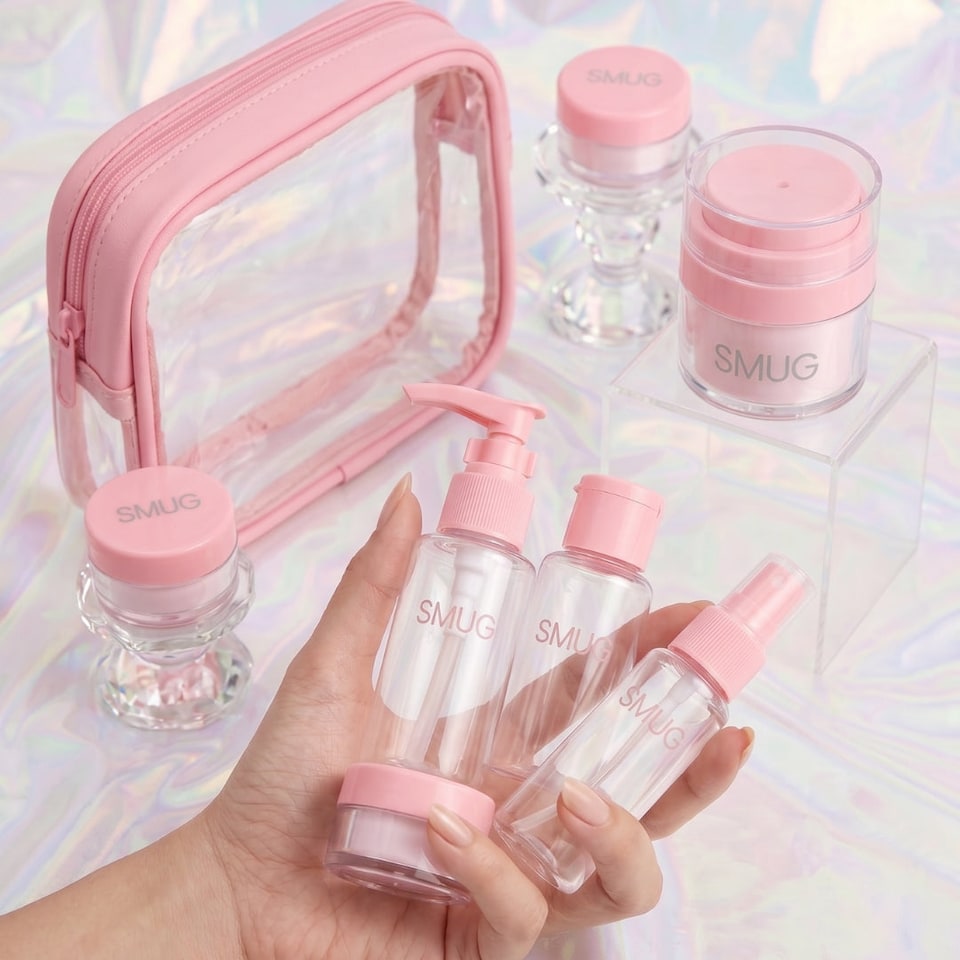 image 1 of SMUG Travel Bottle 9-Piece Set - Pink
