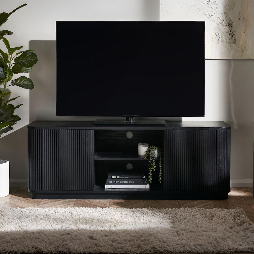 image 1 of Louis Fluted Tv Unit - Black