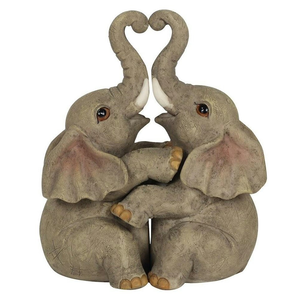 image 1 of Something Different Embrace Elephant Couple Ornament - Brown - One Size