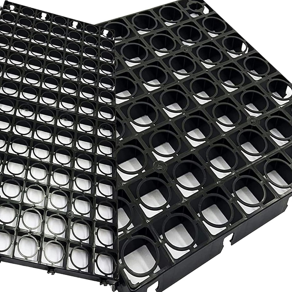 image 1 of 12 x Strong Black Paving Plastic Interlocking Turf, Lawn, Path & Gravel Protecting Drainage Mats Black