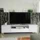 image 6 of TV Unit 200cm White with Fluted Doors, Gold Details and Drawer White