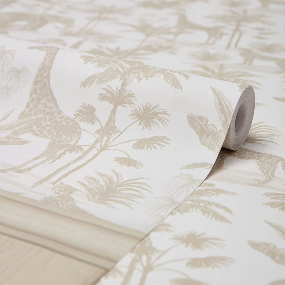 image 1 of Vintage Explorer Panel Wallpaper in Neutral with Neutral Panel Multi