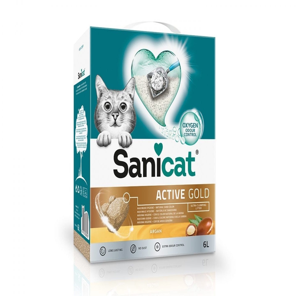 Sanicat Active Gold Argan Cat Litter 6ltr - Pack of 3