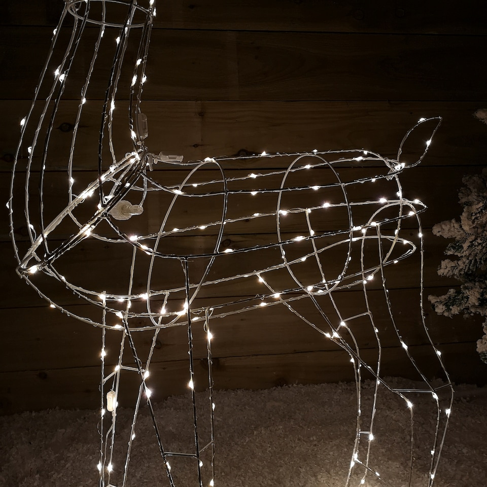image 1 of 1.14m Outdoor Light Up Reindeer Christmas Decoration with Twinkling Warm White LEDs
