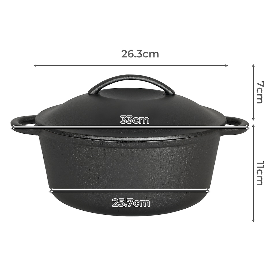 image 1 of TOQUE Cast Iron Dutch Oven Heavy Duty Casserole Dish Pot Stockpot With Lid