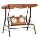 image 1 of Outsunny 2 Seat Kids Canopy Swing Chair w Adjustable Awning, Seatbelt - Brown