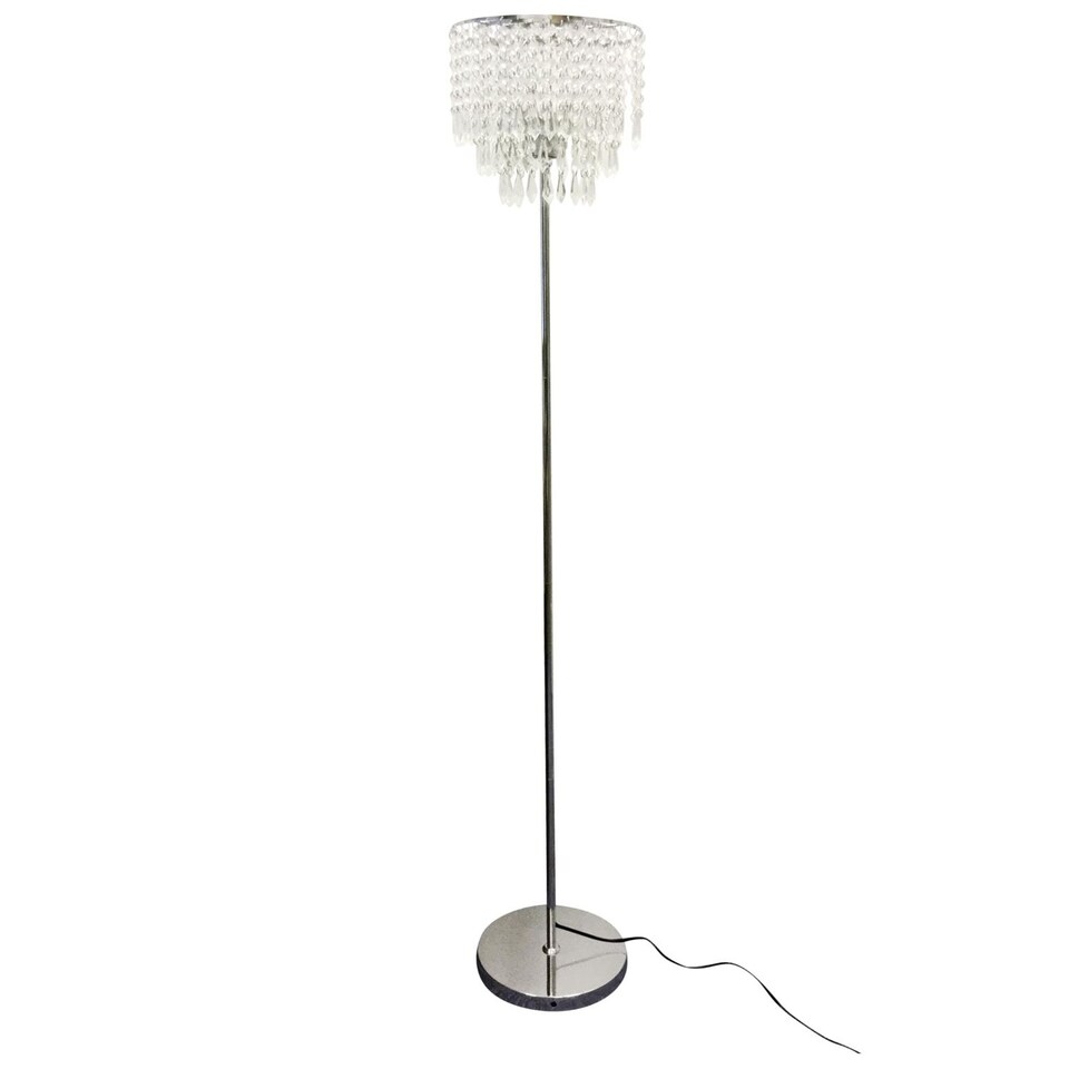 image 1 of Chrome and Acrylic Crystal Jewelled Floor Lamp | Chrome | Clear | Small | 1