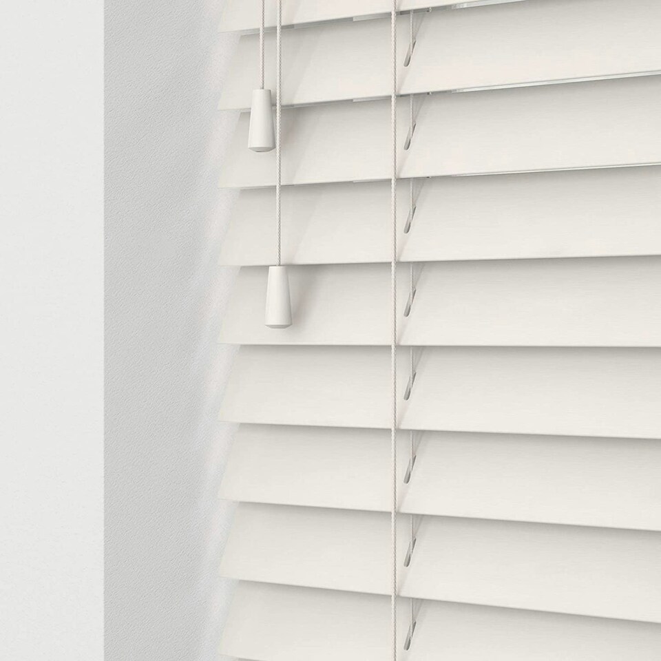 image 1 of 60cm Fog White Wooden Venetian Blinds With Strings (130cm drop) | White | White