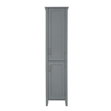 Teamson Home Mercer Mid Century Modern Bathroom Linen Tower Storage with Two Doors, Gray