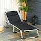 image 2 of Outsunny Folding Outdoor Reclining Sun Lounger Chair Aluminium Frame Black