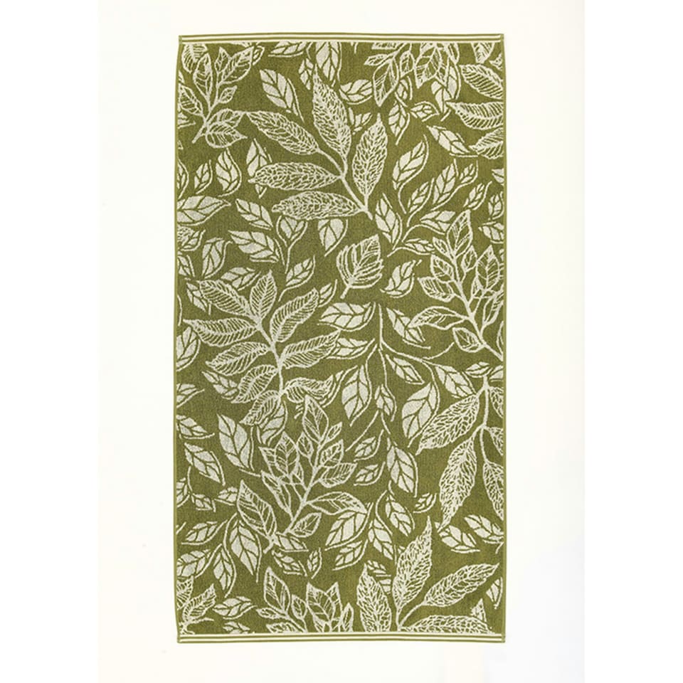 image 1 of Mixed Leaves 100% Cotton 550gsm Supersoft Towels Green | Green | Hand towel