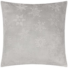 furn. Snowflakes Embossed Fleece Cushion | Grey | Grey | 1