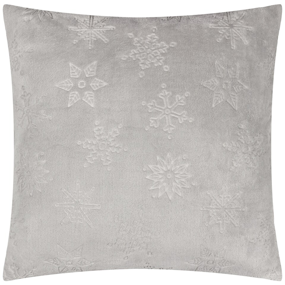 image 1 of furn. Snowflakes Embossed Fleece Cushion | Grey | Grey | 1