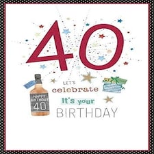 AGE 40th BIRTHDAY CARD GLITTER NUMBER 40 MALE MORDEN CARD