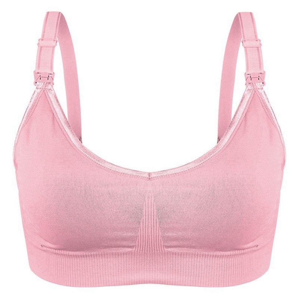 image 1 of Soft & Comfortable Wireless Nursing Bra with Easy Open Clips - Extra Large / Pink