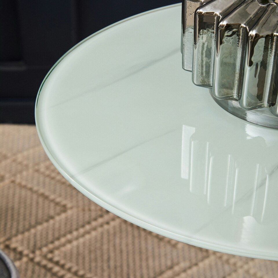 image 1 of Interiors by Premier End Table With White Marble Effect Top Silver