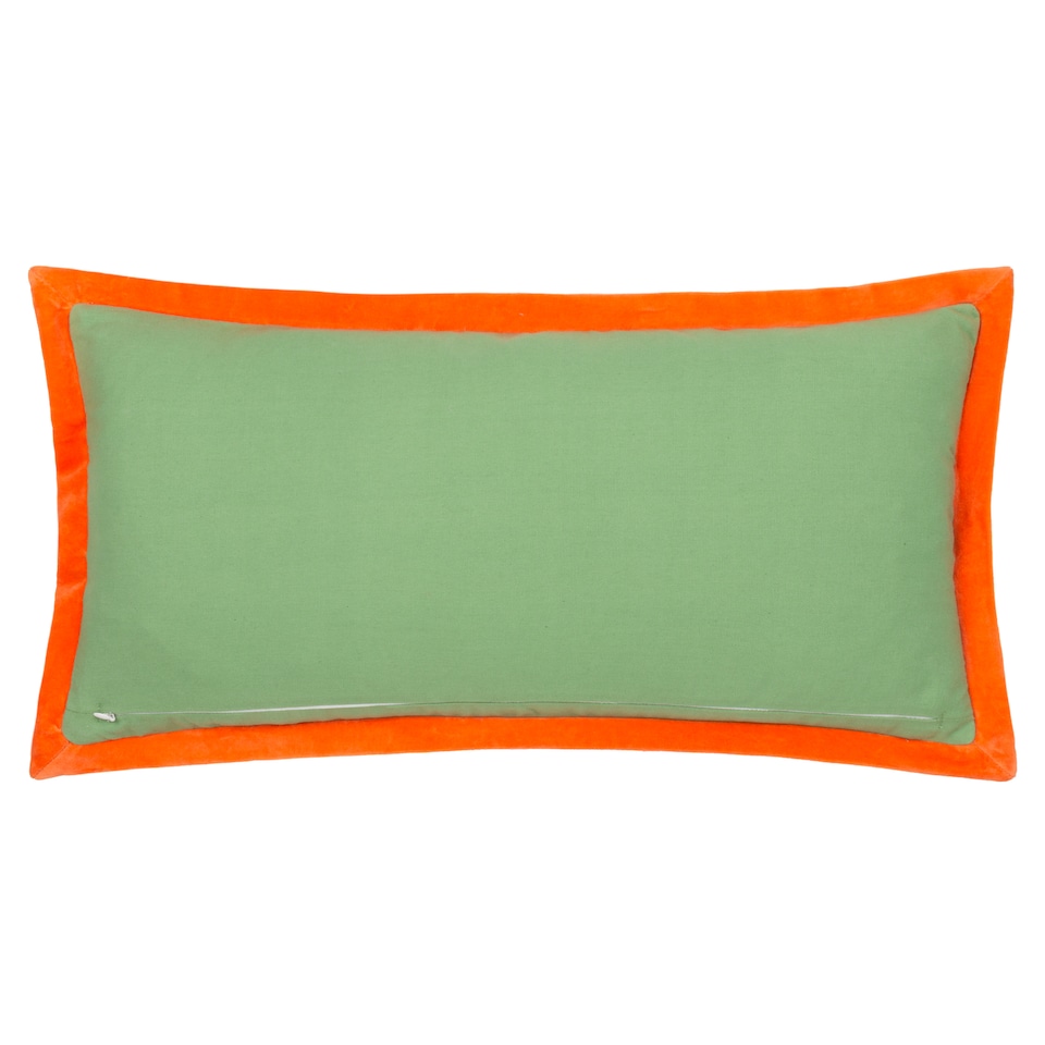 image 1 of Paoletti Embroidered Cushion, Peridot/Orange, 30 x 60cm