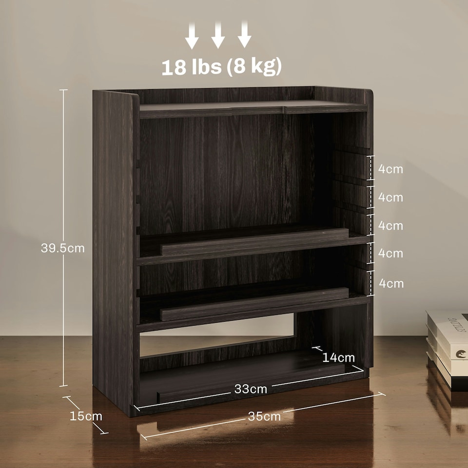 image 1 of HOMCOM 4-Tier Desktop Organiser with Cable Management for Stationery Dark Brown