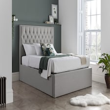 Wilson Grey Fabric Ottoman Bed And Memory Maestro Memory Foam Mattress Double | Grey