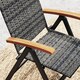 image 9 of Outsunny Folding Garden Chair, 5-level Reclining PE Rattan Garden Dining Chair with Wood Armrests, High Back and Steel Frame for Outdoor, Patio, Terrace, Porch, Mixed-grey | Grey | Grey