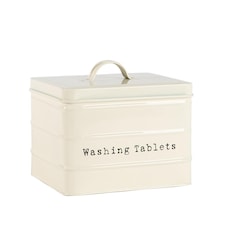 Harbour Housewares Vintage Metal Washing Tablets Canister - Cream | Cream | Cream | 1