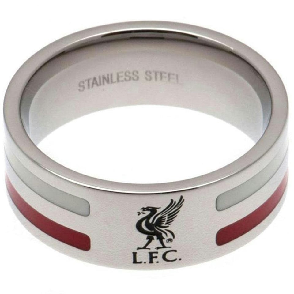 image 1 of Liverpool FC Colour Stripe Ring - Silver/Red/White - Medium