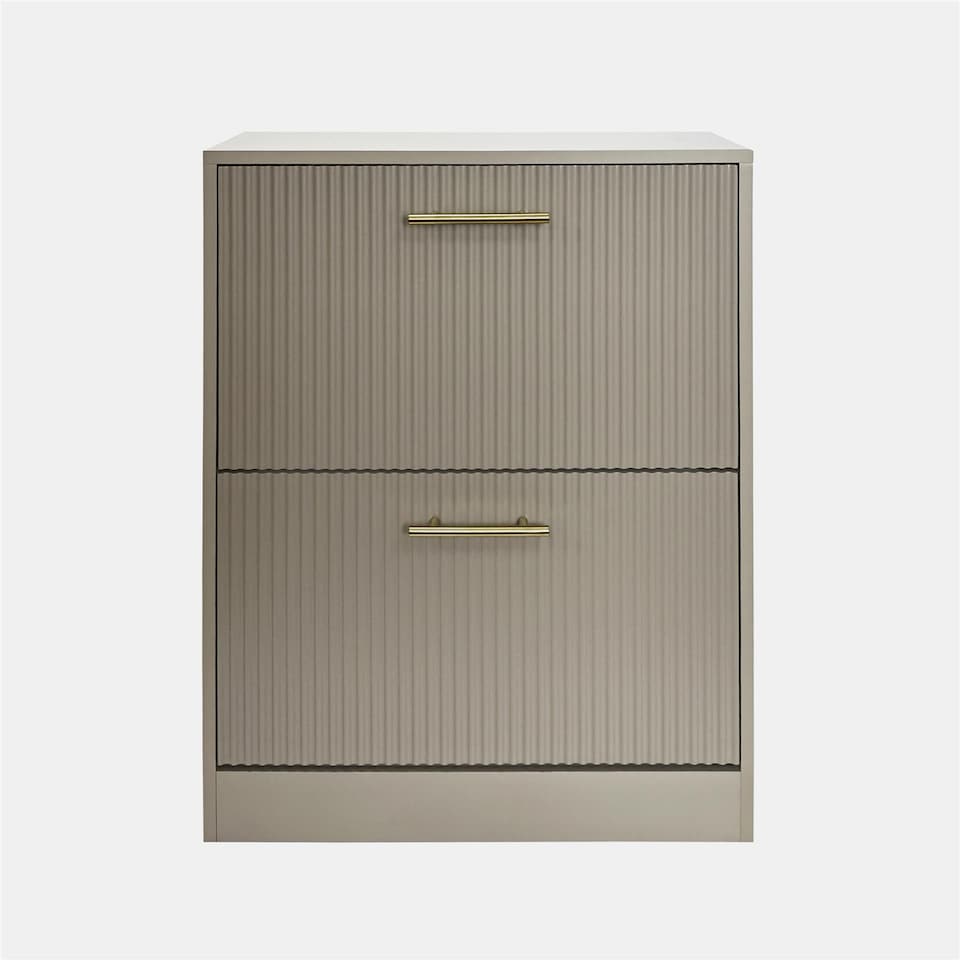 image 1 of OHS Ribbed 2-Drawer Shoe Cabinet Flip Down Hallway Storage Unit