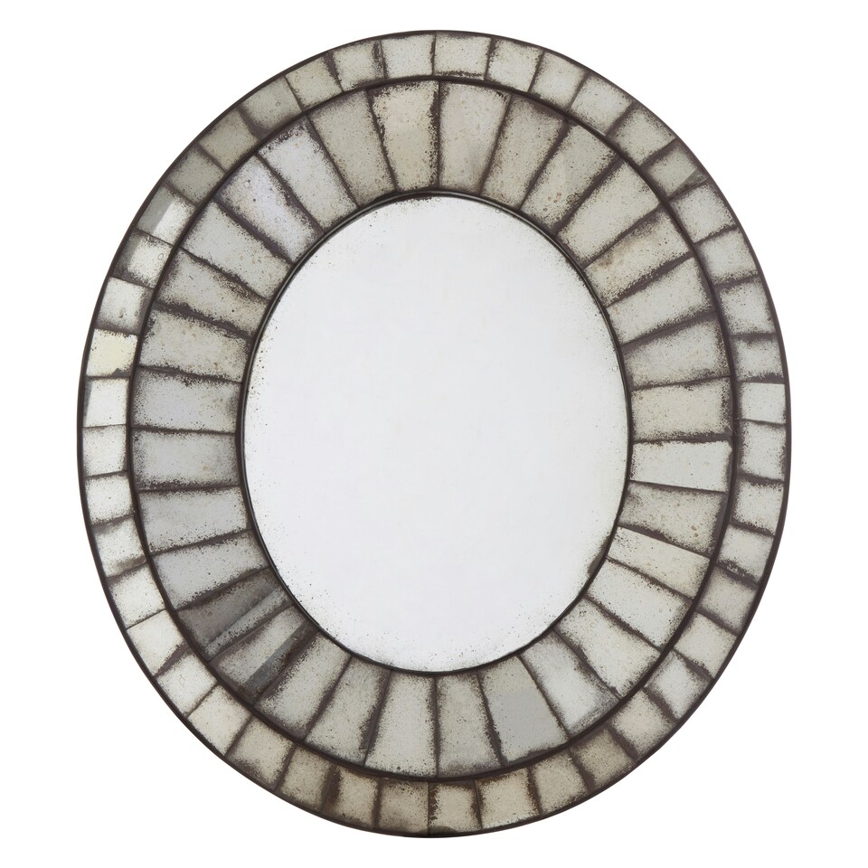 image 1 of Interiors by Premier Oval 3D Mozaic Wall Mirror Black