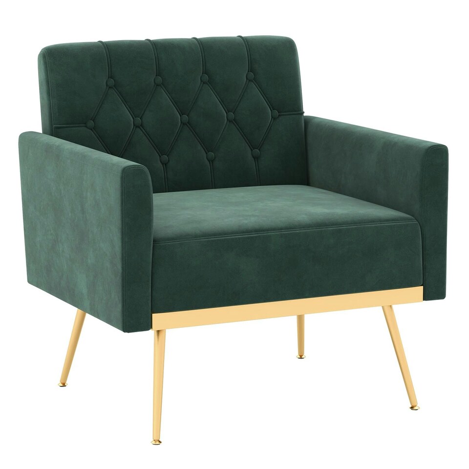 image 1 of COSTWAY Modern Sofa Accent Chair Upholstered Armchair Green