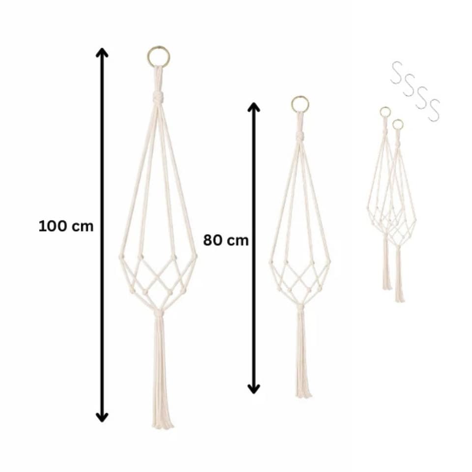 image 1 of Marco Paul 4pc Macrame Rope Plant Hanger Set