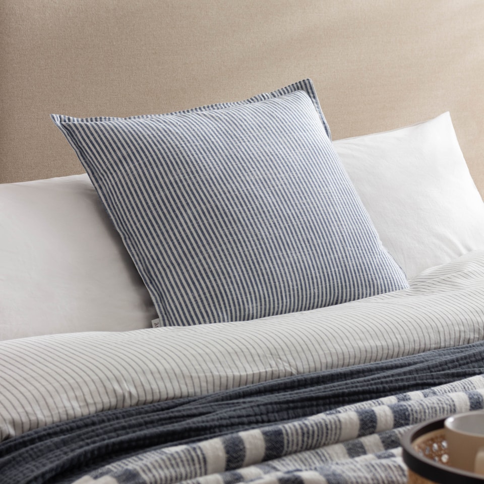 image 1 of Yard Truro Stripe 100% Cotton Cushion, Skyline, 45 x 45cm