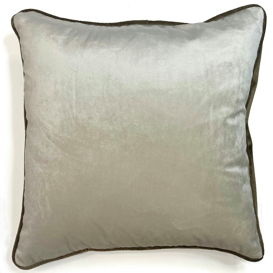 image 1 of Piped Velvet Cushion Cover with Cusion Pads (43x43 cm) Brown | Natural