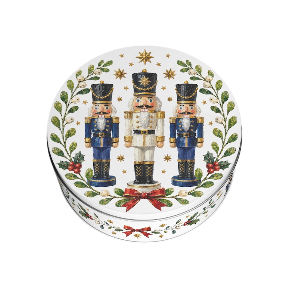 image 1 of Festive Nutcrackers Round Christmas Cake Tin