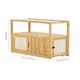 image 2 of Living and Home Wooden Glass Side Table with Wheels