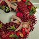 image 3 of 30cm Red Rose Hanging Christmas Wreath with Pinecones & Red Berries