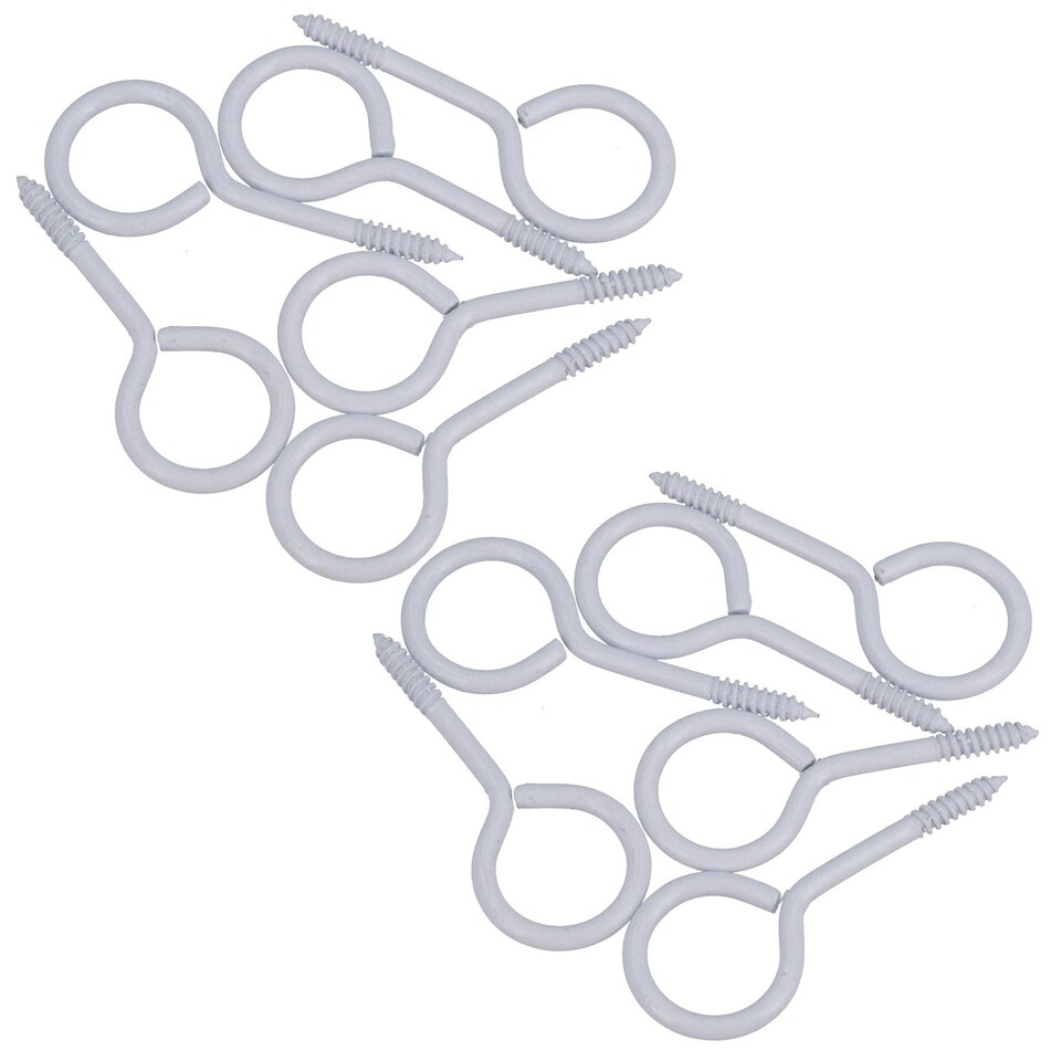 image 1 of Screw Eye Hooks Fasteners Picture Curtain Hanger 18mm Hook 60mm Length 12pc