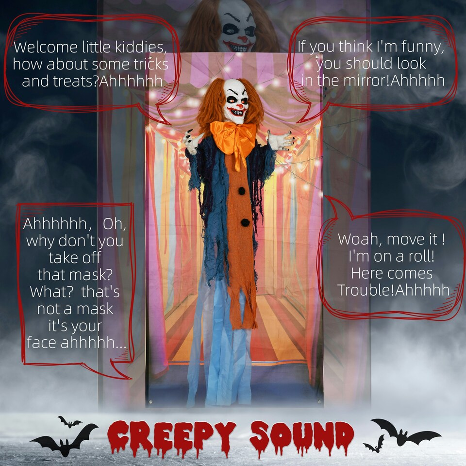 image 1 of HOMCOM Circus Clown Halloween Decoration, Outdoor Animated Prop for Party