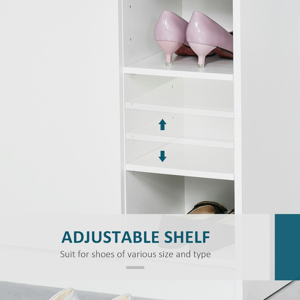 image 1 of HOMCOM Shoe Storage Cabinet Footwear Rack Stand w/Adjustable Shelves White