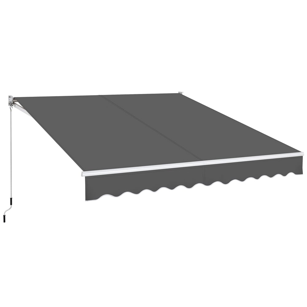 Yaheetech 300 cm L x 250 cm W Retractable Awning with Hand Crank-Dark Grey | Grey | Dark Grey | 300 cm L × 250 cm W | 1