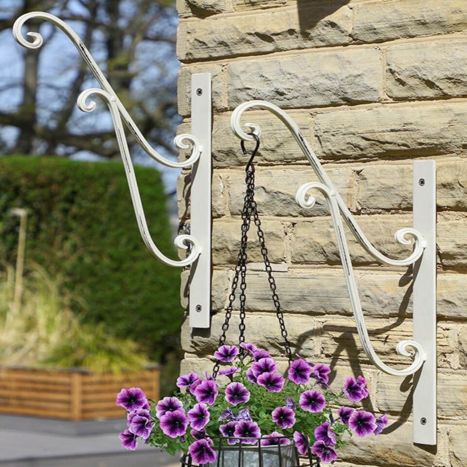 image 1 of Ivory White Hanging Basket Bracket White