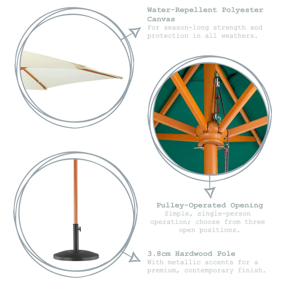 image 1 of Harbour Housewares Wooden Garden Parasol - 2.7m - Grey Grey