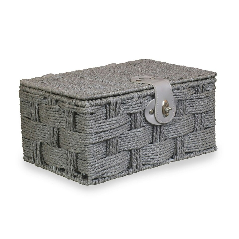 image 1 of Twisted Grey Paper Rope Picnic Basket Grey | Grey | M