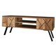 image 1 of Amar Plasma TV Unit- Iron Base - Mango Wood/Iron - L35 x W118 x H46 cm - Light Finish - Assembly Required