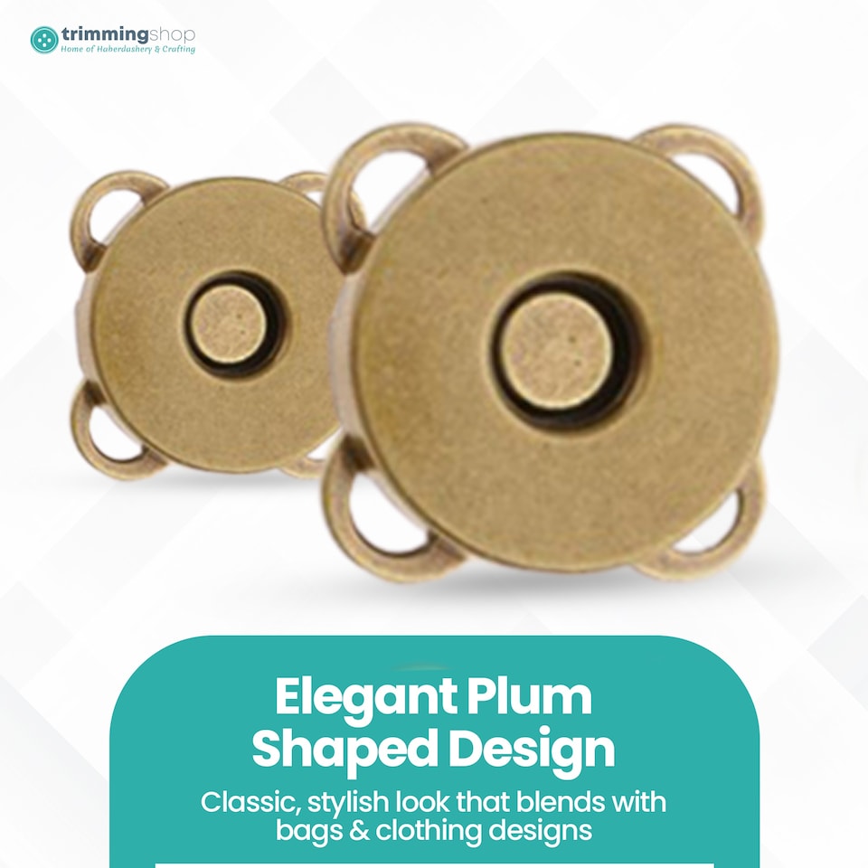 image 1 of 14mm Sew On Magnetic Press Stud Clasps, 2-Part Snap Fasteners - 2pcs