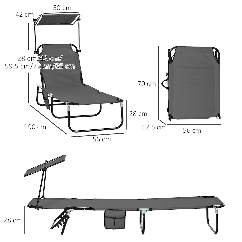 image 1 of Outsunny 2 Piece Folding Sun Loungers with Adjustable Backrest