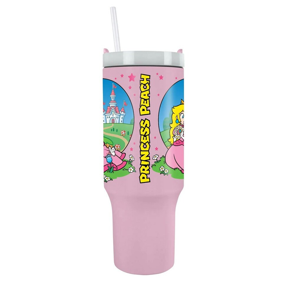 image 1 of Super Mario Princess Peach 1.2L Travel Mug - Pink/Blue - One Size Pink
